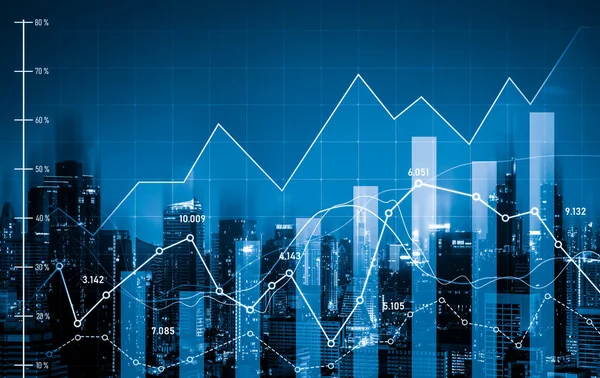 Stock Market Business Concept Financial Graphs Digital Indicators Modernistic Urban —  Fotos de Stock