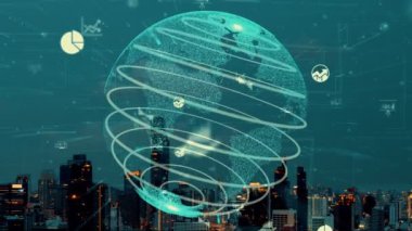 Akıllı şehirde küresel bağlantı ve internet ağı değişikliği. Gelecekteki kablosuz dijital bağlantı ve sosyal medya ağı kavramı .