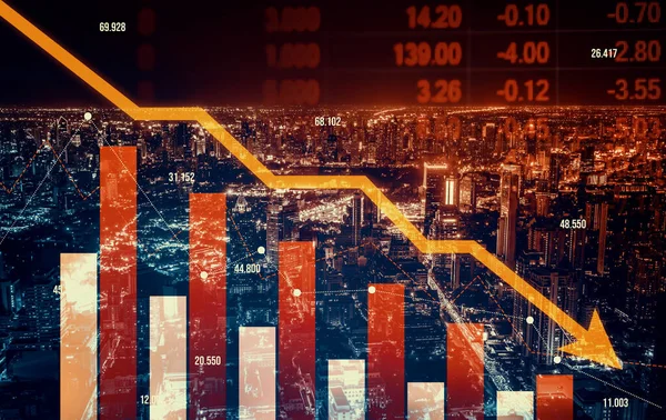 Economic Crisis Concept Shown Declining Graphs Digital Indicators Overlap Modernistic —  Fotos de Stock