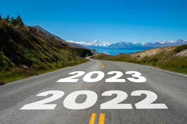 2023 Viaje Por Carretera Año Nuevo Concepto Visión Futura Paisaje — Foto de Stock