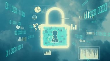 Dijital Platform 'da Siber Güvenlik ve Değişim Veri Koruması. Hackerlar, virüsler ve güvensiz bilgilere karşı çevrimiçi veri erişim savunması için güvenli güvenlik duvarı teknolojisi gösteren grafik arayüzü .