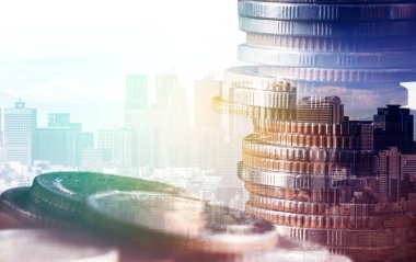 Finans ve para teknolojisi iş refahı ve varlık yönetimi kavramı. Yaratıcı grafik, refah karı elde etmek için değerli varlıklara yatırım yaparak ekonomi ve mali büyümeyi gösteriyor .