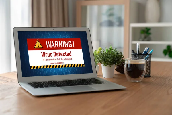 Vírusriadó Számítógép Képernyőjén Észlelt Modish Cyber Fenyegetés Hacker Számítógépes Vírus — Stock Fotó