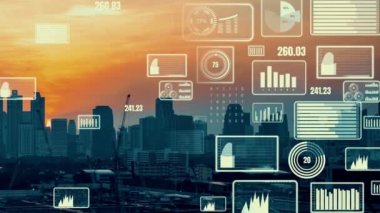 İş verileri analitik arayüzü akıllı şehrin üzerinde uçuyor ve iş zekasının geleceğini değiştiriyor. Stratejik plan için büyük verileri analiz etmek için bilgisayar yazılımı ve yapay zeka kullanılır .