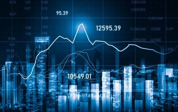 Background Financial Business Concept Digital Screen Financial Graphs Overlap Picture — ストック写真