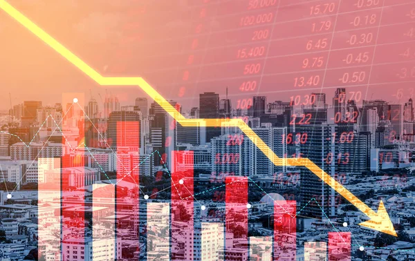 Digital Indicators Declining Graphs Stock Market Crash Overlap Backdrop Modernistic — Fotografia de Stock
