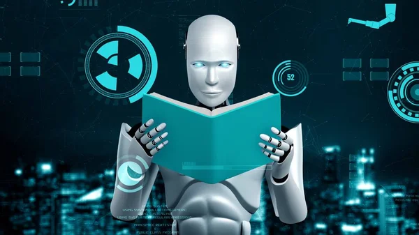 Futuristic Robot Artificial Intelligence Huminoid Industrial Factory Technology Development Machine — Photo