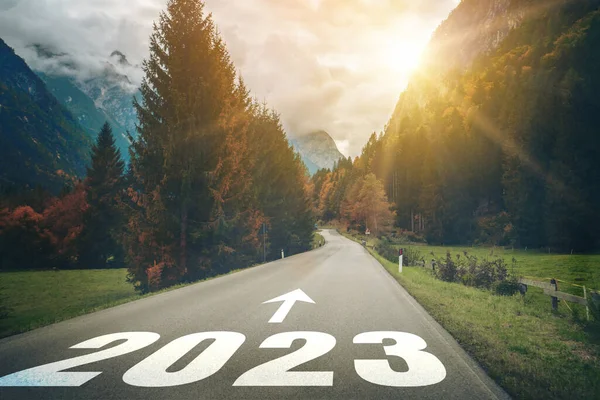 2023 Voyage Nouvel Sur Route Concept Vision Avenir Paysage Naturel — Photo