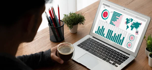 Business Data Dashboard Provide Modish Business Intelligence Analytic Marketing Strategy — Stock Photo, Image