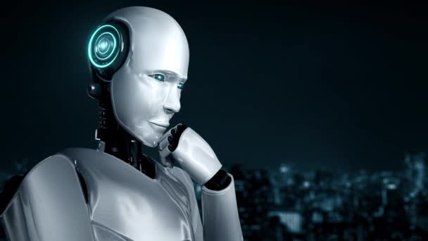 Futuristic Robot Artificial Intelligence Huminoid Industrial Factory Technology Development Machine — Stock video