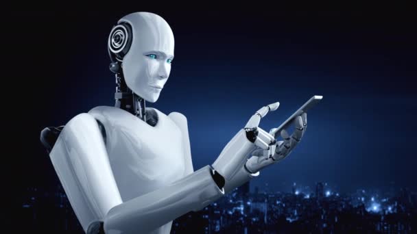 Robot Hominoidler Küresel Bağlantısı Için Yapay Zeka Yapay Zeka Endüstriyel — Stok video
