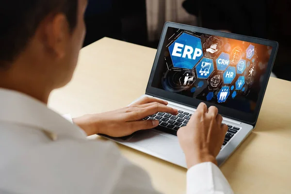 stock image ERP enterprise resource planning software for modish business to plan the marketing strategy