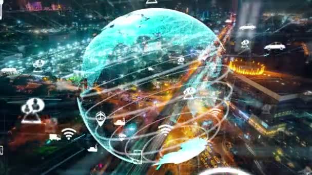 Konsep Perubahan Teknologi Transportasi Cerdas Untuk Kontrol Lalu Lintas Masa — Stok Video