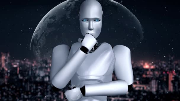 Futuristic Robot Artificial Intelligence Huminoid Programming Coding Technology Development Machine — Vídeo de Stock