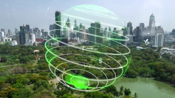 Πράσινη Τεχνολογία Της Πόλης Μετατοπίζεται Προς Την Έννοια Της Βιώσιμης — Αρχείο Βίντεο