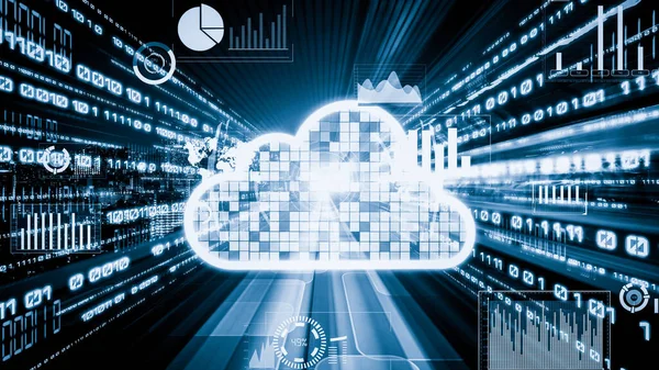 stock image Cloud computer and online data storage with tacit intelligent sharing software . Concept of smart digital transformation and technology disruption that changes global trends in new information era .