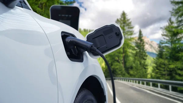 Progressive Campaign Increase Environmental Awareness Electric Car Powered Renewable Clean — Stock Photo, Image