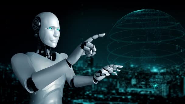 Futuristic Robot Artificial Intelligence Huminoid Industrial Factory Technology Development Machine — 图库视频影像