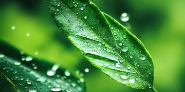 Yeşil yaprak arkaplan görüntüsünü kapat. Yeşil iş ve organik yeşillik ve doğal ürün geçmişi için ekoloji kavramını göstermek için doğa yapraklarının soyut dokusu. Yapay zeka oluşturulmuş resim.