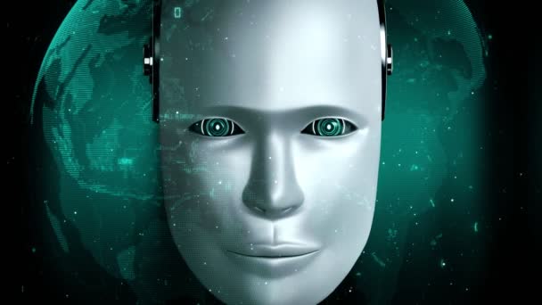Futuristic Robot Artificial Intelligence Huminoid Programming Coding Technology Development Machine — стоковое видео