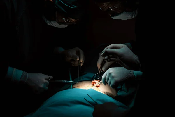 Tim Bedah Melakukan Operasi Untuk Pasien Ruang Operasi Steril Ruang — Stok Foto