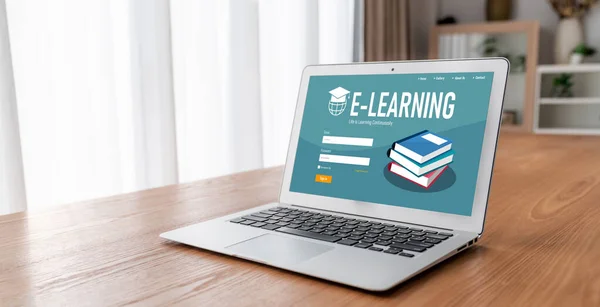 Sito Web Learning Con Software Modulare Gli Studenti Studiare Online — Foto Stock