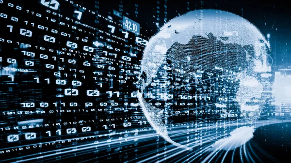 Futuristisches Globales Netzwerk Und Stillschweigende Digitale Datenübertragung Grafik Konzept Intelligenter — Stockfoto