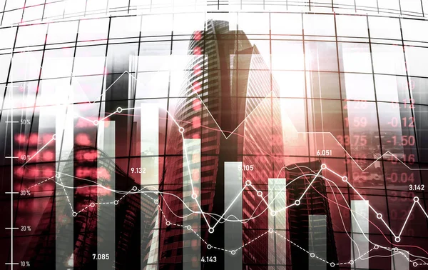 Economic Crisis Concept Shown Digital Indicators Graphs Falling Modernistic Urban — Stok fotoğraf