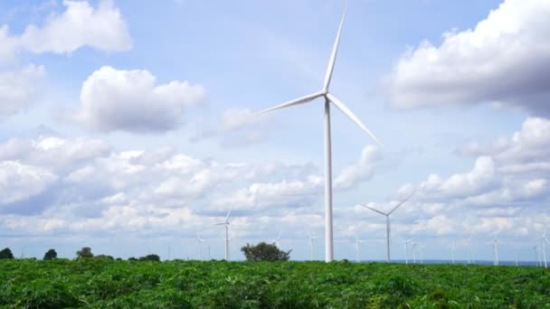 Progresivní Způsob Využití Větru Jako Obnovitelného Zdroje Energie Napájení Moderního — Stock video