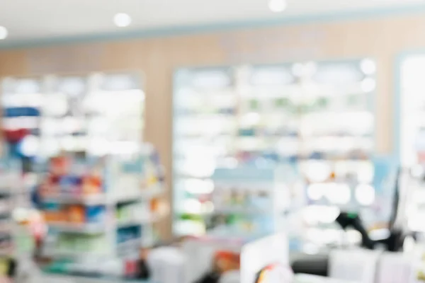 stock image Pharmacy blurred abstract background qualified drug, medicinal product on shelf background. Blurry light tone wallpaper of drugstores interior medications displayed on shelves for healthcare concept.