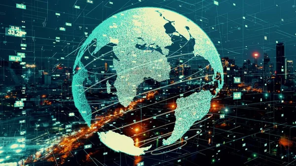 Глобальний Язок Зміна Інтернет Мережі Розумному Місті Концепція Майбутнього Бездротового — стокове фото