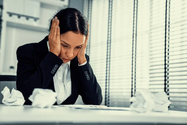 Competent Female Employee Who Has Become Completely Exhausted Result Overburdened — Stock Fotó
