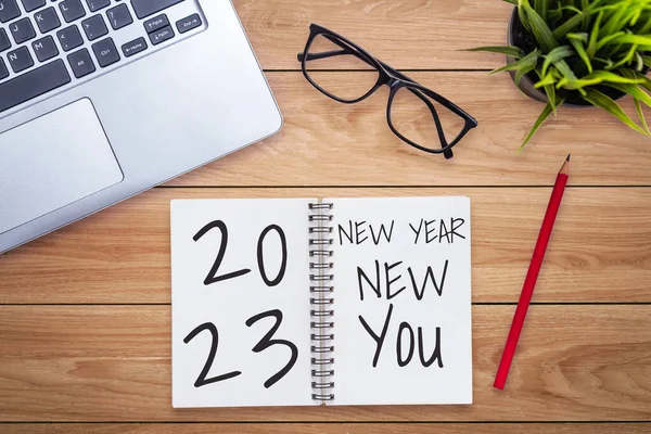 2023 Happy New Year Resolution Goal List Plans Setting Escritório — Fotografia de Stock