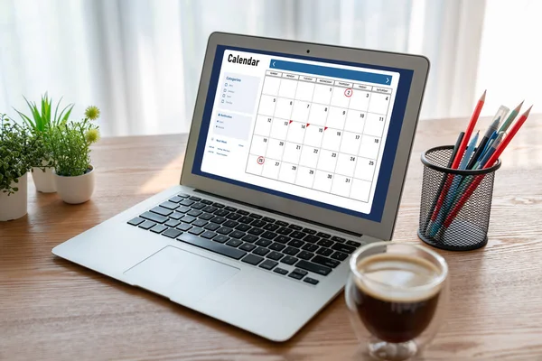Calendar on computer software application for modish schedule planning for personal organizer and online business