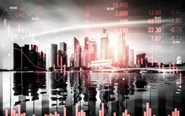 Economic Crisis Concept Shown Digital Indicators Graphs Falling Modernistic Urban — Stock Fotó