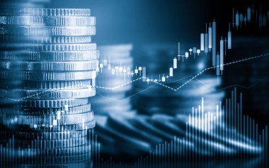 Finans ve para teknolojisi iş refahı ve varlık yönetimi kavramı. Yaratıcı grafik, refah karı elde etmek için değerli varlıklara yatırım yaparak ekonomi ve mali büyümeyi gösteriyor .