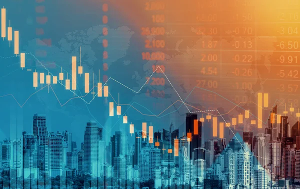 Economic Crisis Concept Shown Declining Graphs Digital Indicators Overlap Modernistic — Stock fotografie