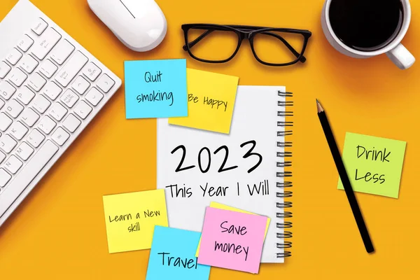 2023 Boldog Évet Felbontás Cél Lista Tervek Beállítása Business Office — Stock Fotó