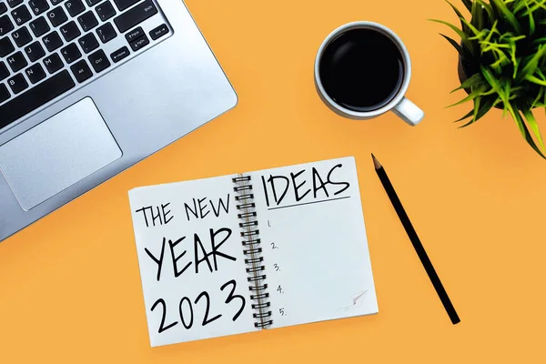 2023 Lista Objetivos Establecimiento Planes Feliz Año Nuevo Escritorio Oficina — Foto de Stock