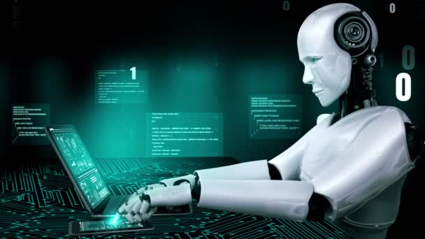 Futuristic Robot Artificial Intelligence Huminoid Programming Coding Technology Development Machine — Stok video