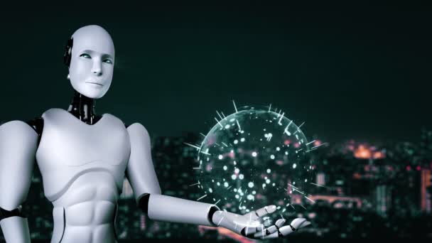 Futuristic Robot Artificial Intelligence Huminoid Industrial Factory Technology Development Machine — Vídeo de stock