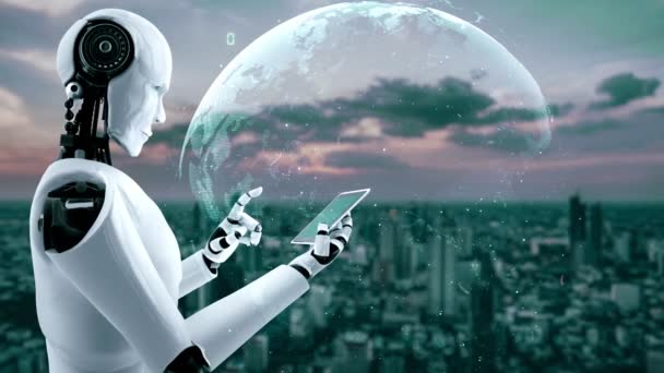 Futuristic Robot Artificial Intelligence Huminoid Programming Coding Technology Development Machine — 비디오
