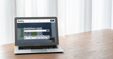 Çevrimiçi otel konaklama rezervasyon sitesi mod rezervasyon sistemi sağlar. Seyahat teknolojisi kavramı .