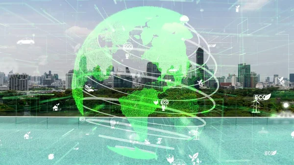 Grüne Stadttechnologie Hin Nachhaltigem Veränderungskonzept Durch Saubere Energie Recycling Und — Stockfoto