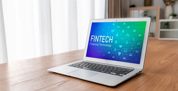 Fintech Finansiell Teknik Programvara För Modish Företag För Att Analysera — Stockfoto