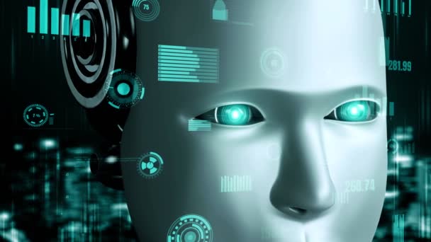 Futuristic Robot Artificial Intelligence Huminoid Industrial Factory Technology Development Machine — Stock videók