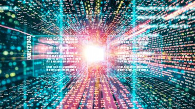 Yazılım geliştirme, uygulama programlama kodu ve gizli bilgisayar kodlaması. Yeni bilgi çağındaki küresel eğilimleri değiştiren akıllı dijital dönüşüm ve teknoloji bozulması kavramı .