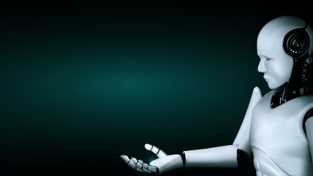 Futuristic Robot Artificial Intelligence Huminoid Data Analytic Technology Development Machine — Stock Video