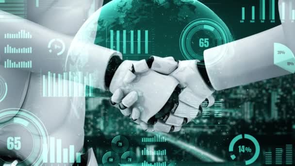 Майбутні Фінансові Технології Контролюються Роботом Штучного Інтелекту Використовують Машинне Навчання — стокове відео