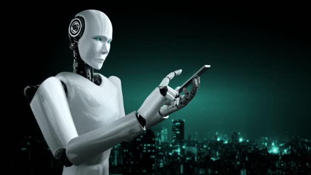 Futuristic Robot Artificial Intelligence Huminoid Programming Coding Technology Development Machine — Stock video